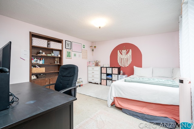 5906 Henry St, Norton Shores, MI 49441 - bedroom with carpet floors, an office area, and a textured ceiling
