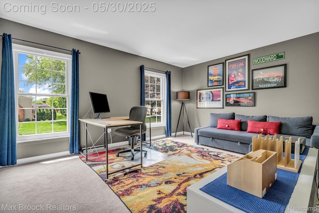 591 S Spinningwheel Ln, Bloomfield Hills, MI 48304 - carpeted home office with plenty of natural light and baseboards