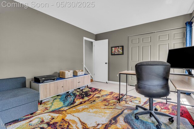 591 S Spinningwheel Ln, Bloomfield Hills, MI 48304 - office with baseboards and light colored carpet