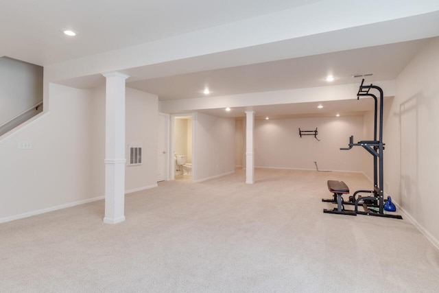 3352 Hampstead Ct, Portage, MI 49024 - workout room featuring recessed lighting, carpet, and baseboards