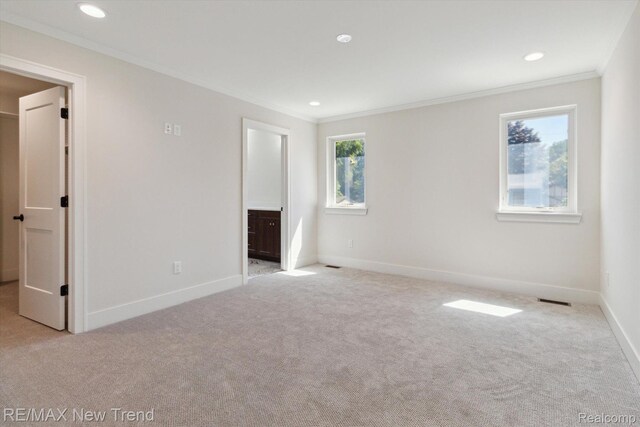 2911 Walsh Dr, Rochester Hills, MI 48309 - unfurnished bedroom with crown molding, carpet flooring, baseboards, and recessed lighting