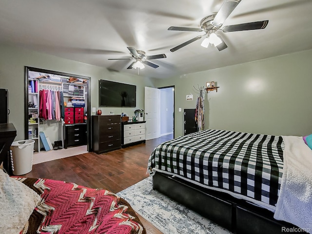 1468 Ruby Ave, Rochester Hills, MI 48309 - bedroom with dark wood-style floors, ceiling fan, and a closet