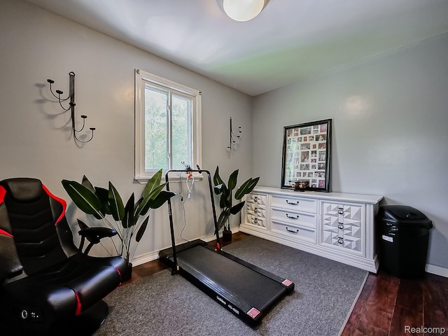 1468 Ruby Ave, Rochester Hills, MI 48309 - exercise room featuring dark wood-type flooring and baseboards
