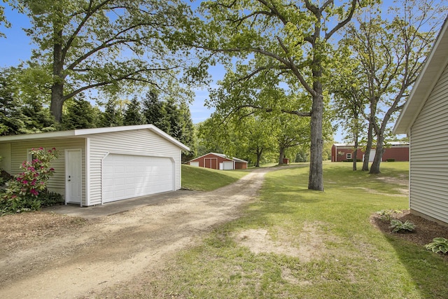 6541 S 6th St, Kalamazoo, MI 49008 - view of grassy yard with a detached garage and an outdoor structure