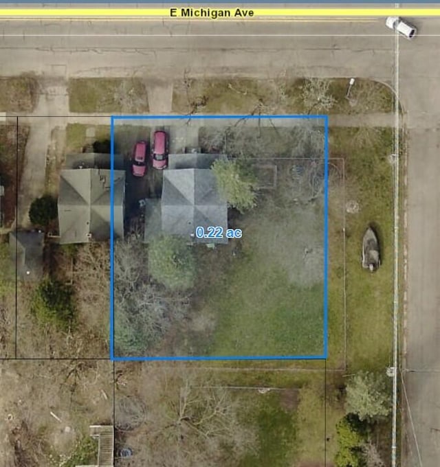 1114 E Michigan Ave, Albion, MI 49224 - aerial view of property's location featuring property boundaries highlighted