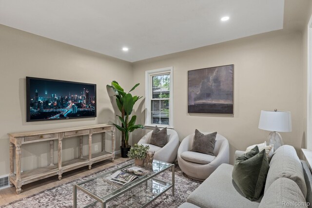 28517 Aberdeen St, Southfield, MI 48076 - living room with wood finished floors, recessed lighting, and baseboards