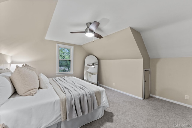 28517 Aberdeen St, Southfield, MI 48076 - bedroom with vaulted ceiling, baseboards, a ceiling fan, and carpet