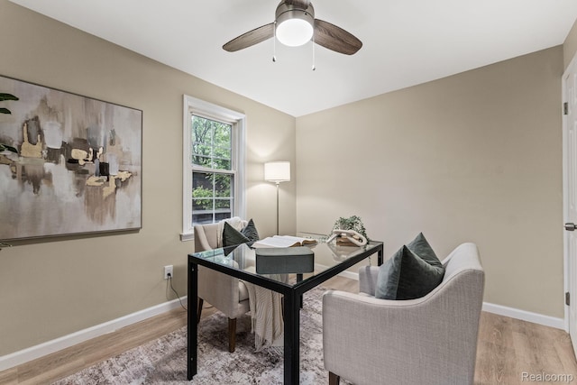 28517 Aberdeen St, Southfield, MI 48076 - home office with wood finished floors, baseboards, and ceiling fan