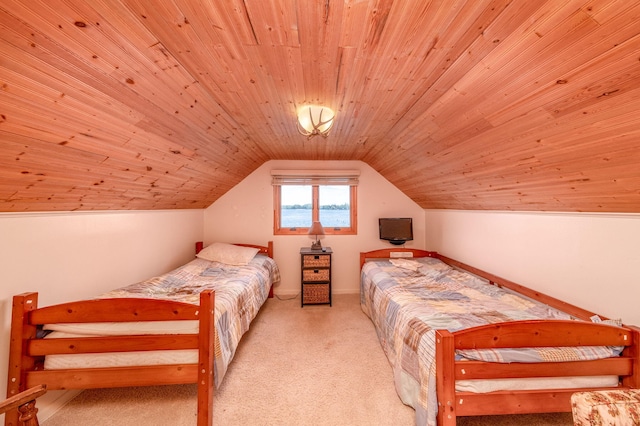 7945 W Royal Rd, Canadian Lakes, MI 49346 - carpeted bedroom featuring wooden ceiling and vaulted ceiling