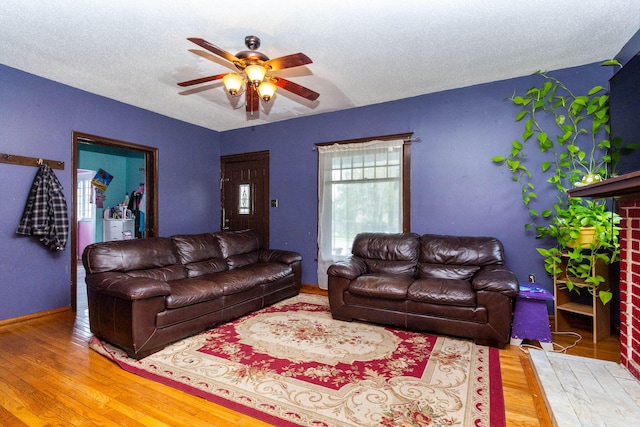 323 Northbound Gratiot Ave, Mount Clemens, MI 48043 - living area featuring wood finished floors, a ceiling fan, and baseboards
