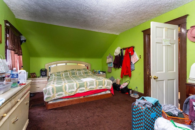 323 Northbound Gratiot Ave, Mount Clemens, MI 48043 - bedroom featuring a textured ceiling, carpet floors, and vaulted ceiling