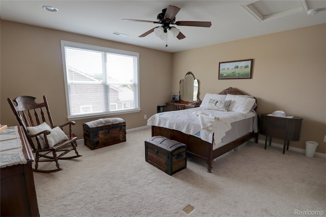 23971 Manistee Ln, Flat Rock, MI 48134 - bedroom with attic access, light carpet, and baseboards