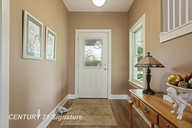 12751 Wilkinson Rd, Freeland, MI 48623 - entryway featuring dark wood-style flooring and baseboards