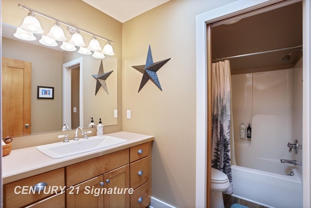 12751 Wilkinson Rd, Freeland, MI 48623 - full bath featuring vanity, shower / bath combo with shower curtain, and toilet