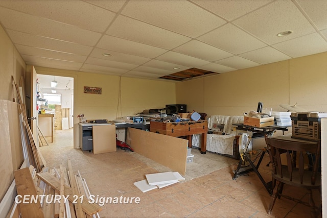 12751 Wilkinson Rd, Freeland, MI 48623 - basement featuring a paneled ceiling