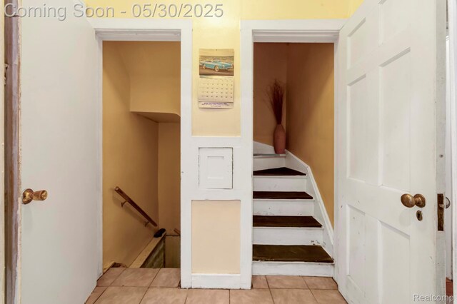 2918 Burns St, Detroit, MI 48214 - stairway with tile patterned flooring