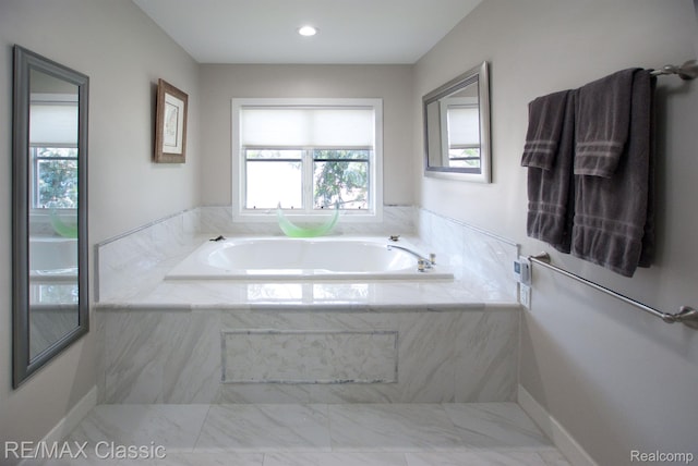 826 Wolverine Dr, Wolverine Lake, MI 48390 - full bath featuring a garden tub, baseboards, and recessed lighting