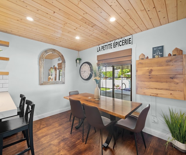 826 Jennie Pl, Monroe, MI 48161 - dining space with recessed lighting, wooden ceiling, baseboards, and wood finished floors