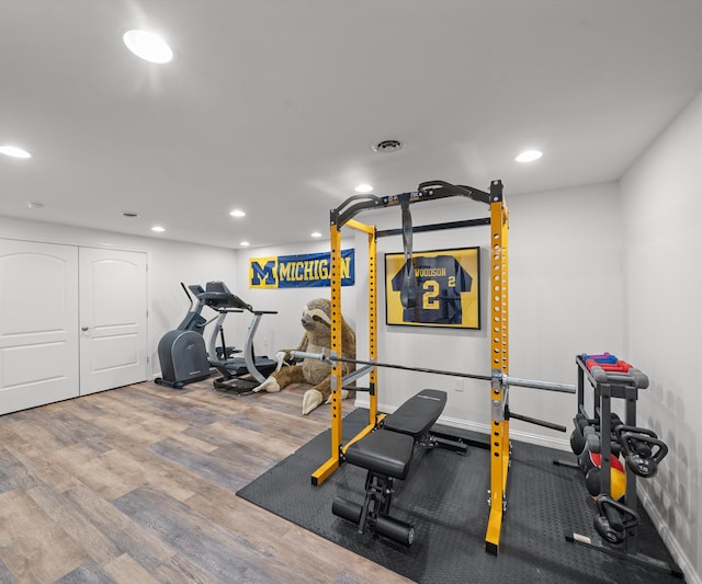 826 Jennie Pl, Monroe, MI 48161 - exercise area with recessed lighting and wood finished floors