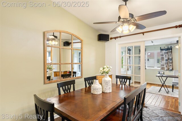 20791 Busenbark Ln, Brownstown, MI 48183 - dining room with a ceiling fan and wood finished floors
