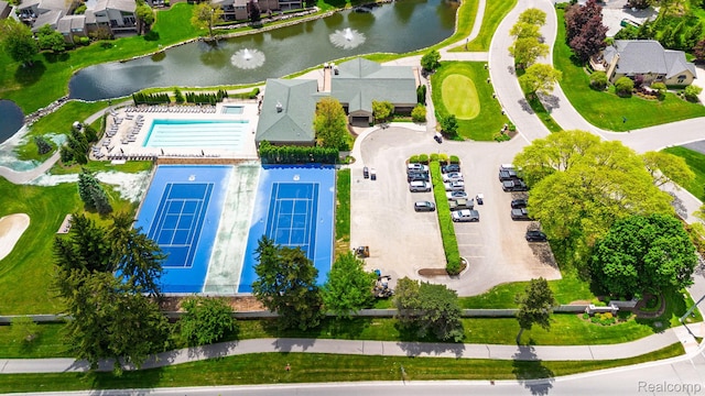667 Heritage Ln, Rochester, MI 48309 - drone / aerial view of a nearby body of water and a pool