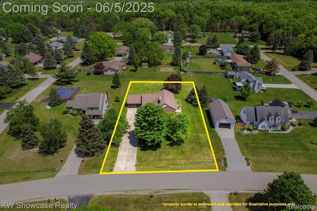 3430 Woodvalley Dr, Lapeer, MI 48446 - aerial perspective of suburban area with property boundaries highlighted