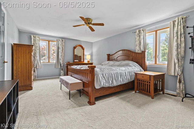 3430 Woodvalley Dr, Lapeer, MI 48446 - carpeted bedroom featuring multiple windows, a ceiling fan, and baseboards