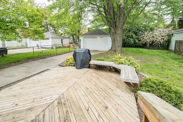 2029 Hubbell St, Dearborn, MI 48128 - deck featuring an outdoor structure and a garage