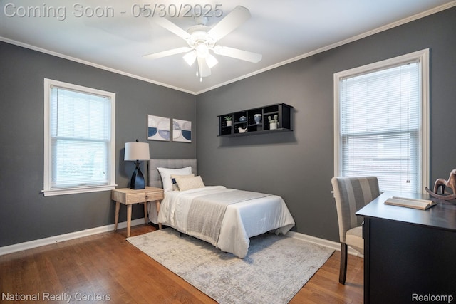2029 Hubbell St, Dearborn, MI 48128 - bedroom with wood finished floors, ornamental molding, baseboards, and ceiling fan