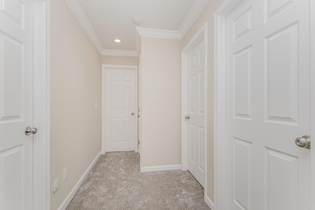 9117 Cambridge Dr, Saline, MI 48176 - corridor featuring light colored carpet, baseboards, crown molding, and recessed lighting