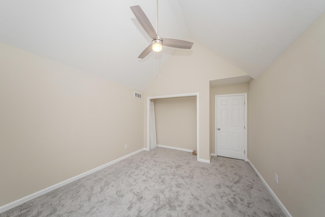 9117 Cambridge Dr, Saline, MI 48176 - unfurnished bedroom with carpet, baseboards, ceiling fan, and high vaulted ceiling