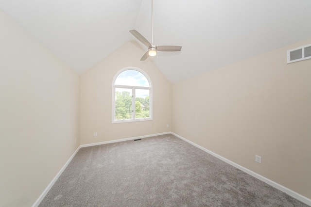 9117 Cambridge Dr, Saline, MI 48176 - additional living space featuring baseboards, carpet floors, lofted ceiling, and a ceiling fan