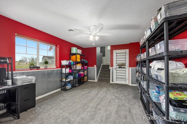 184 Dana Ln, Sand Lake, MI 49343 - office space featuring a ceiling fan and carpet