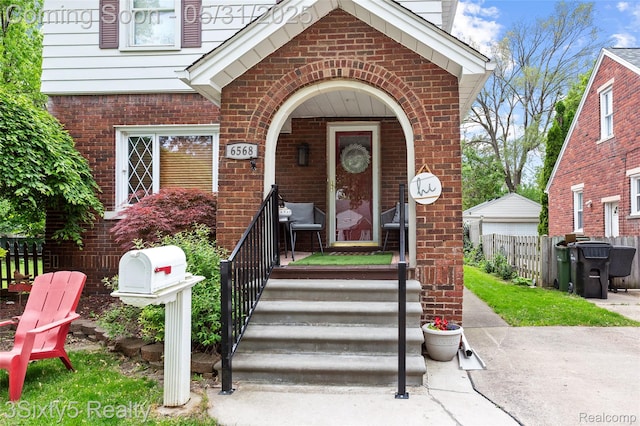 6568 Balfour Ave, Allen Park, MI 48101 - doorway to property featuring brick siding