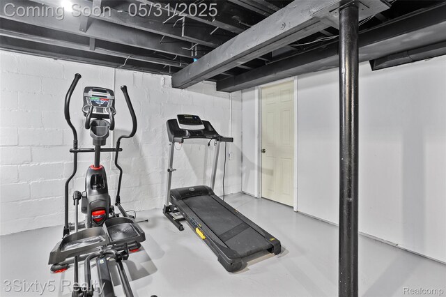 6568 Balfour Ave, Allen Park, MI 48101 - workout area featuring concrete block wall