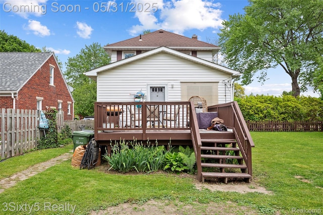 6568 Balfour Ave, Allen Park, MI 48101 - rear view of house featuring a wooden deck and a detached garage