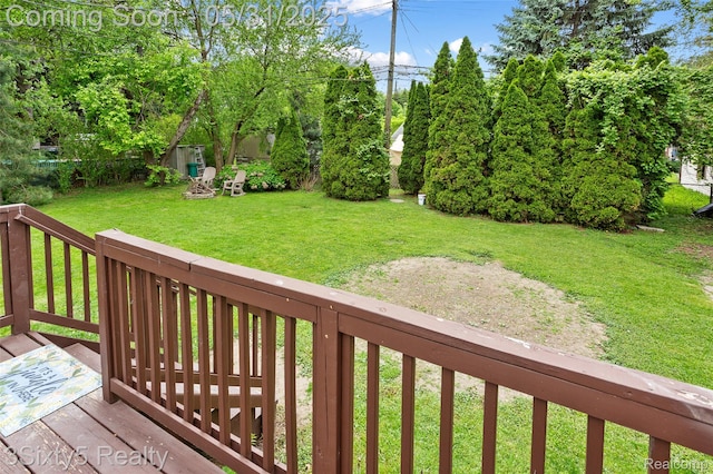 6568 Balfour Ave, Allen Park, MI 48101 - wooden deck featuring a lawn