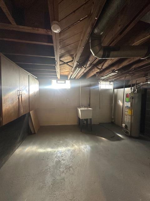 1858 Leblanc St, Lincoln Park, MI 48146 - basement with gas water heater and a sink
