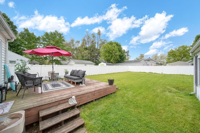 912 Gerald Ave, Jackson, MI 49203 - view of yard with an outdoor living space and a wooden deck