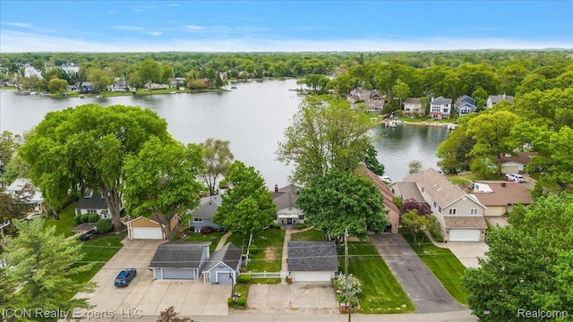 8569 Cooley Beach Dr, White Lake, MI 48386 - aerial perspective of suburban area with a nearby body of water