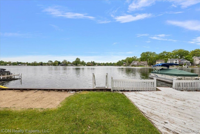 8569 Cooley Beach Dr, White Lake, MI 48386 - dock with a water view and a yard