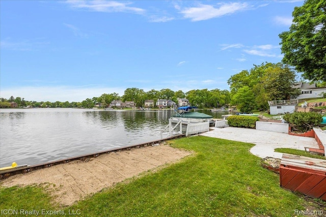 8569 Cooley Beach Dr, White Lake, MI 48386 - dock area with a water view and a yard