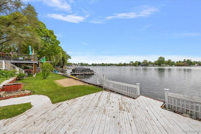 8569 Cooley Beach Dr, White Lake, MI 48386 - dock featuring a water view and a yard