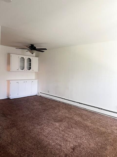 19160 Winston St Unit 206, Detroit, MI 48219 - unfurnished room featuring a ceiling fan, dark carpet, and baseboard heating