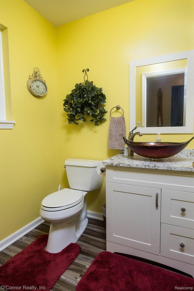 1660 River Rd Unit 52, Marysville, MI 48040 - half bath with baseboards, toilet, vanity, and wood finished floors