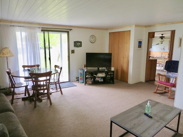 6248 Howard St, Gladwin, MI 48624 - carpeted living room with a ceiling fan