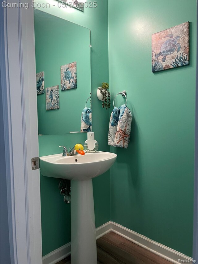 33500 Birchlawn, Westland, MI 48185 - bathroom featuring wood finished floors, baseboards, and a sink