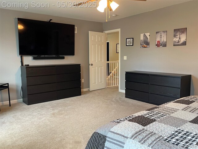 33500 Birchlawn, Westland, MI 48185 - bedroom with light carpet, baseboards, and ceiling fan