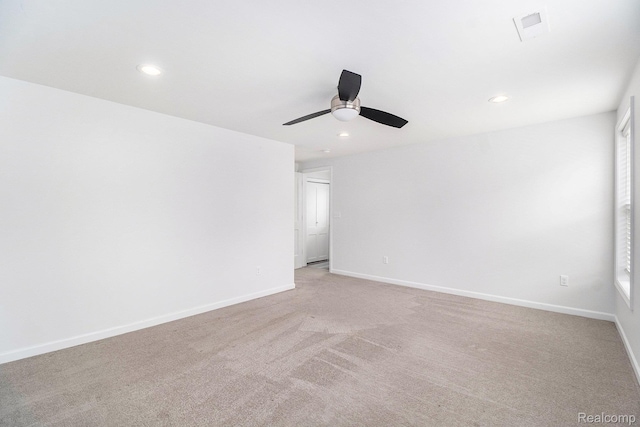 1508 Gardenia Ave, Royal Oak, MI 48067 - spare room with light carpet, a ceiling fan, recessed lighting, and baseboards
