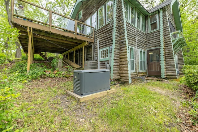 5436 Strawberry Lake Rd, Whitmore Lake, MI 48189 - back of property featuring a wooden deck and log exterior